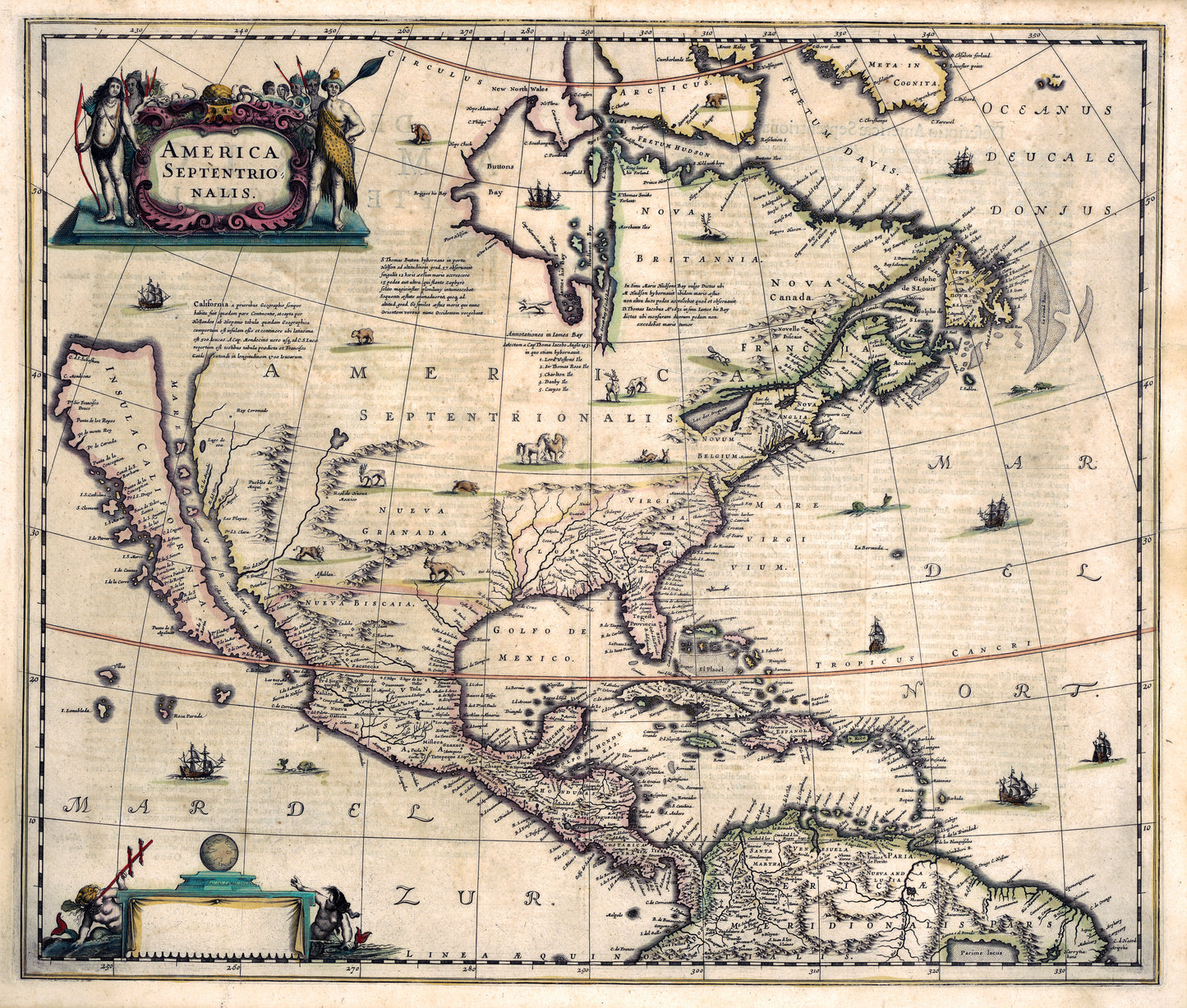 Antique Map of America – 1636 Hondius Reproduction Wall Art High Quality Print
