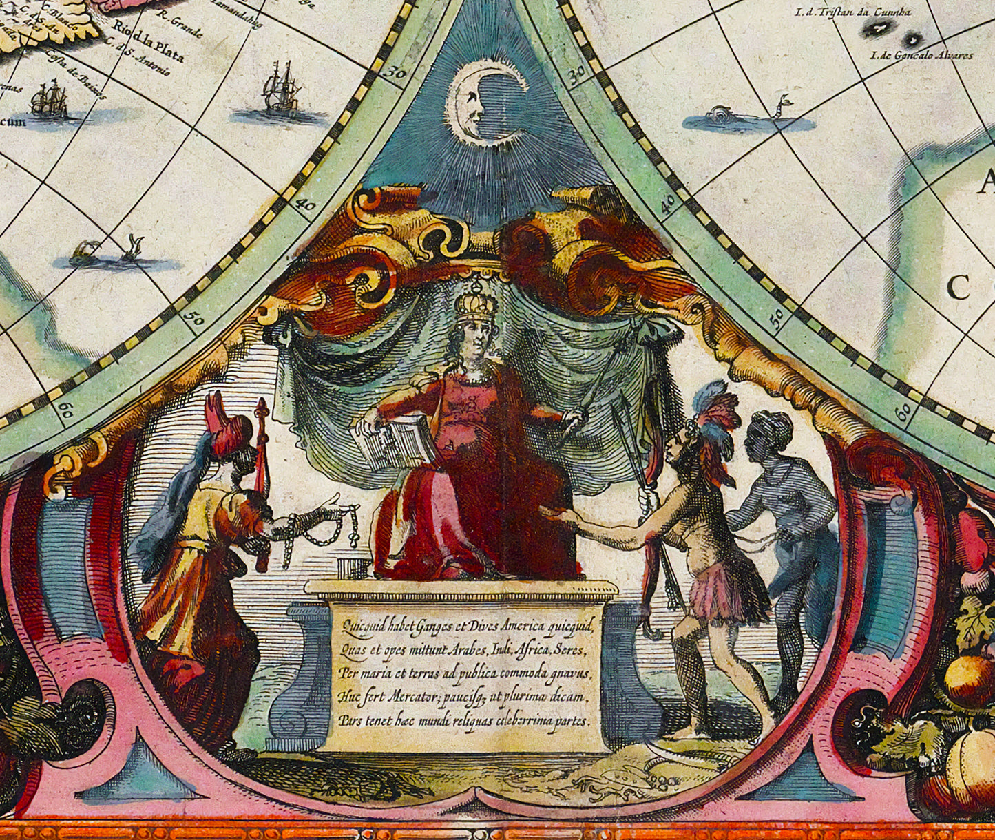 Antique Map of the World – 1630 Hondius Double Hemisphere Reproduction Wall Art High quality print