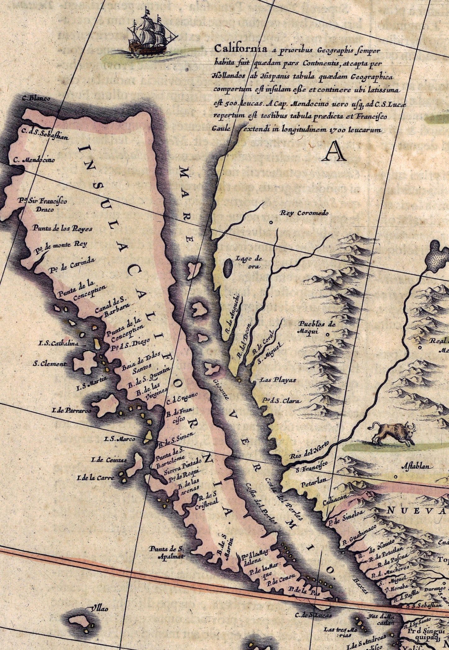 Antique Map of America – 1636 Hondius Reproduction Wall Art High Quality Print