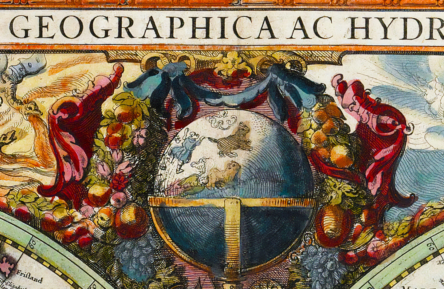 Antique Map of the World – 1630 Hondius Double Hemisphere Reproduction Wall Art High quality print