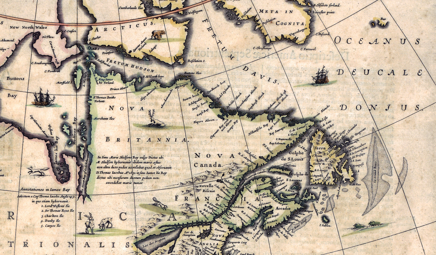 Antique Map of America – 1636 Hondius Reproduction Wall Art High Quality Print