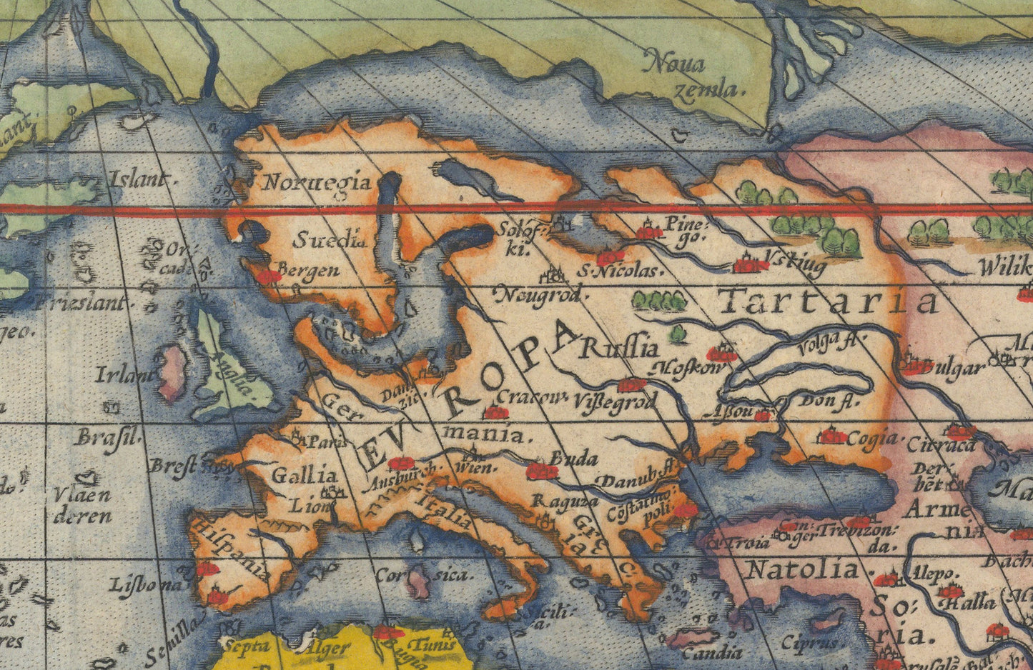 1570 Theater of the World Map Reproduction, First Atlas Theatrum Orbis Terrarum Vintage Wall Art