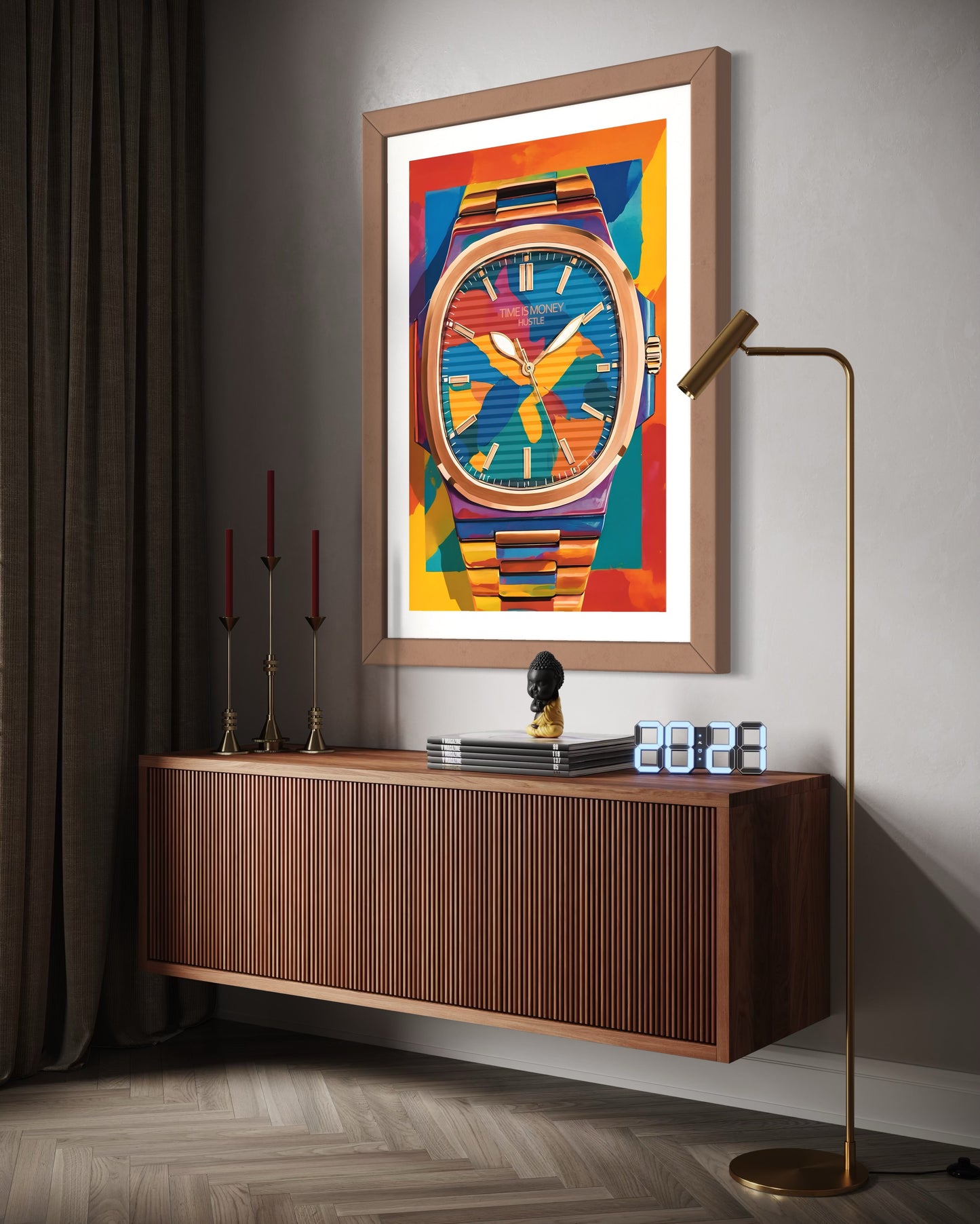 Time Is Money Luxury Watch Poster – Hustle & Success Motivational Wall Art for Office Home or Gym