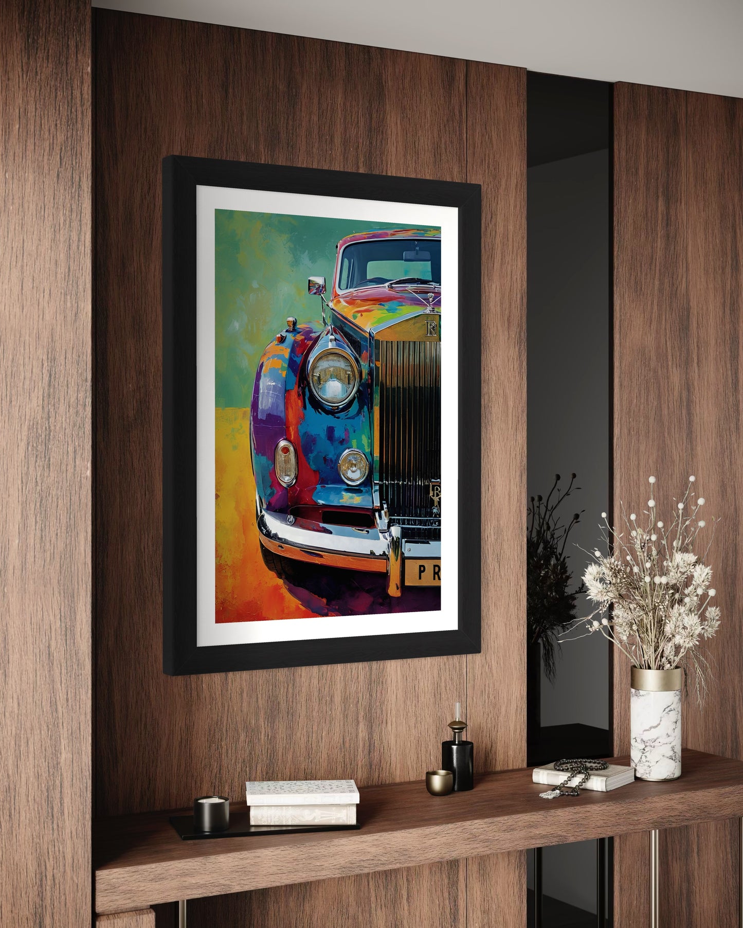 Hustle in Style – Colorful Motivational Car Art | Modern Luxury Office Wall Decor and Entrepreneur Gift Idea