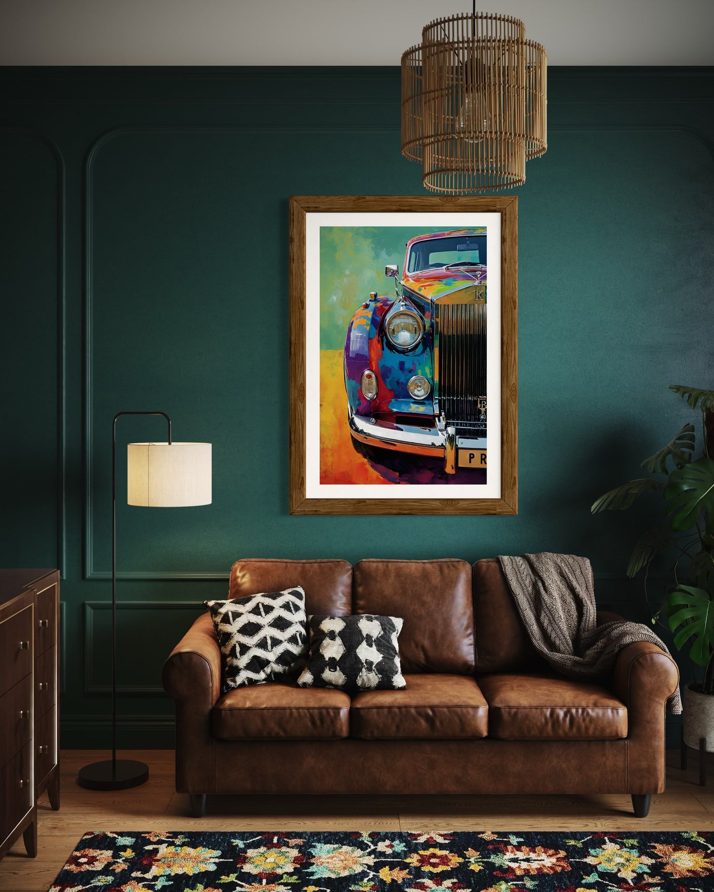 Hustle in Style – Colorful Motivational Car Art | Modern Luxury Office Wall Decor and Entrepreneur Gift Idea