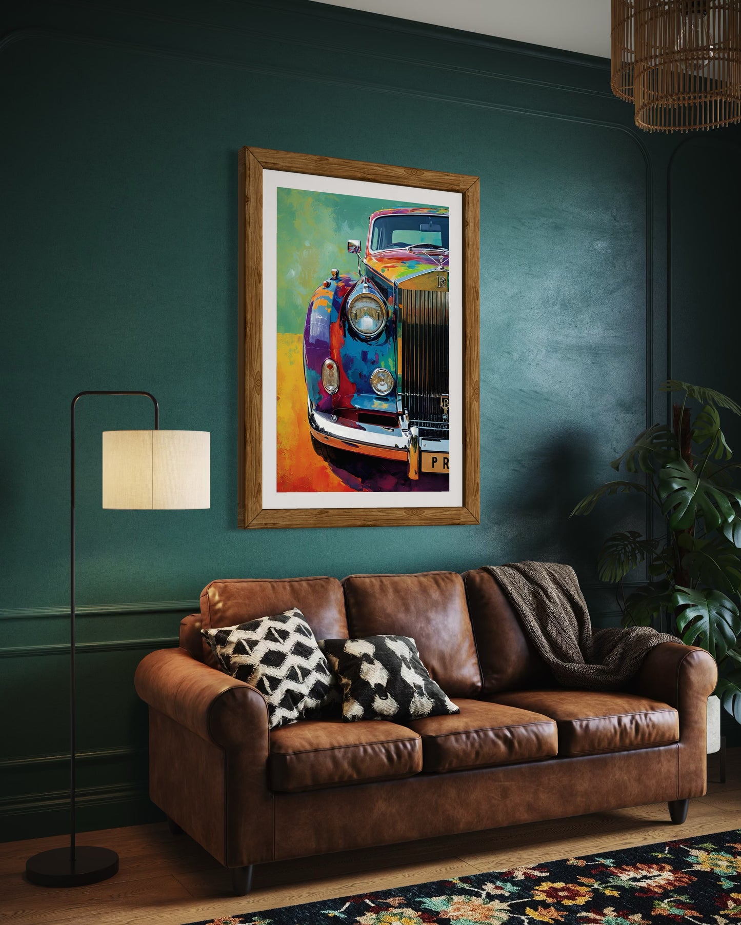 Hustle in Style – Colorful Motivational Car Art | Modern Luxury Office Wall Decor and Entrepreneur Gift Idea