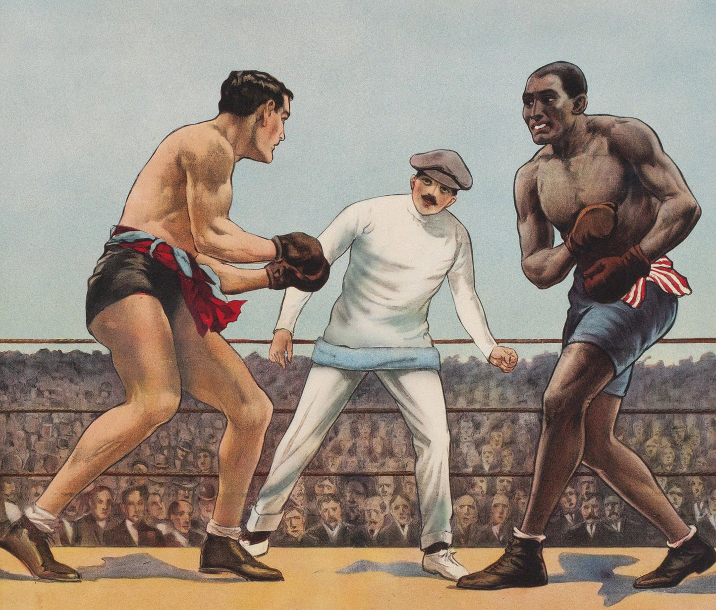 Tommy Burns vs. Jack Johnson 1908 Boxing Poster Reproduction – World Heavyweight Championship Fight Print