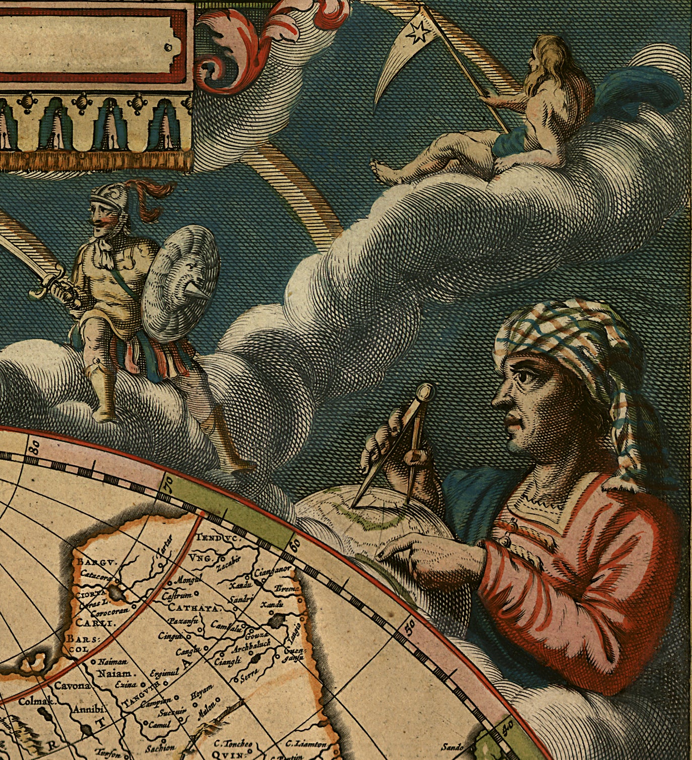 “A New Map of the World – Antique 1600s Double Hemisphere Reproduction Wall Art Print (Kepler Style, Latin writing)