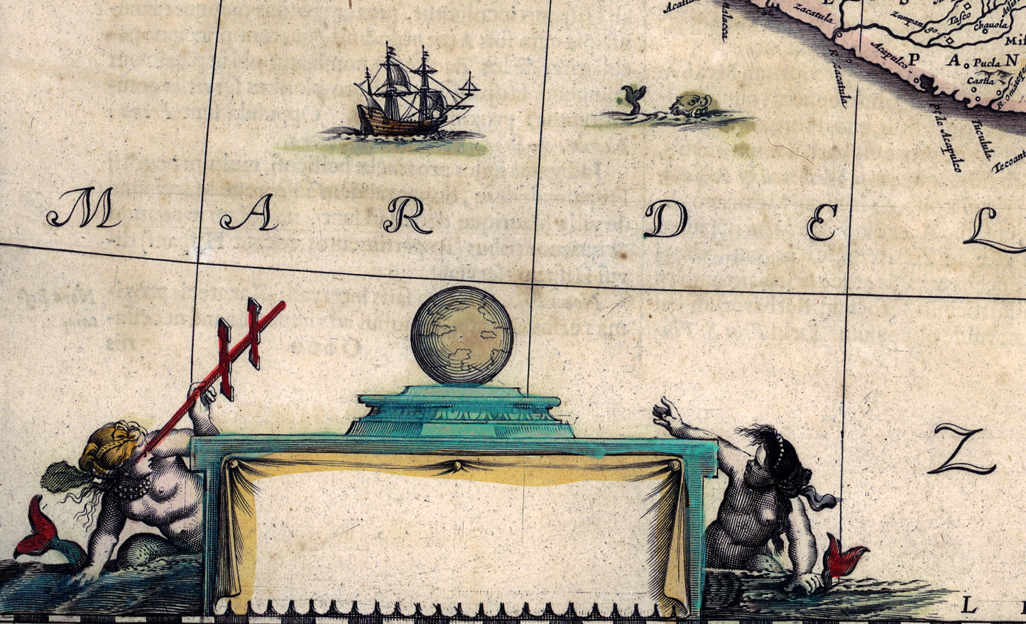 Antique Map of America – 1636 Hondius Reproduction Wall Art High Quality Print