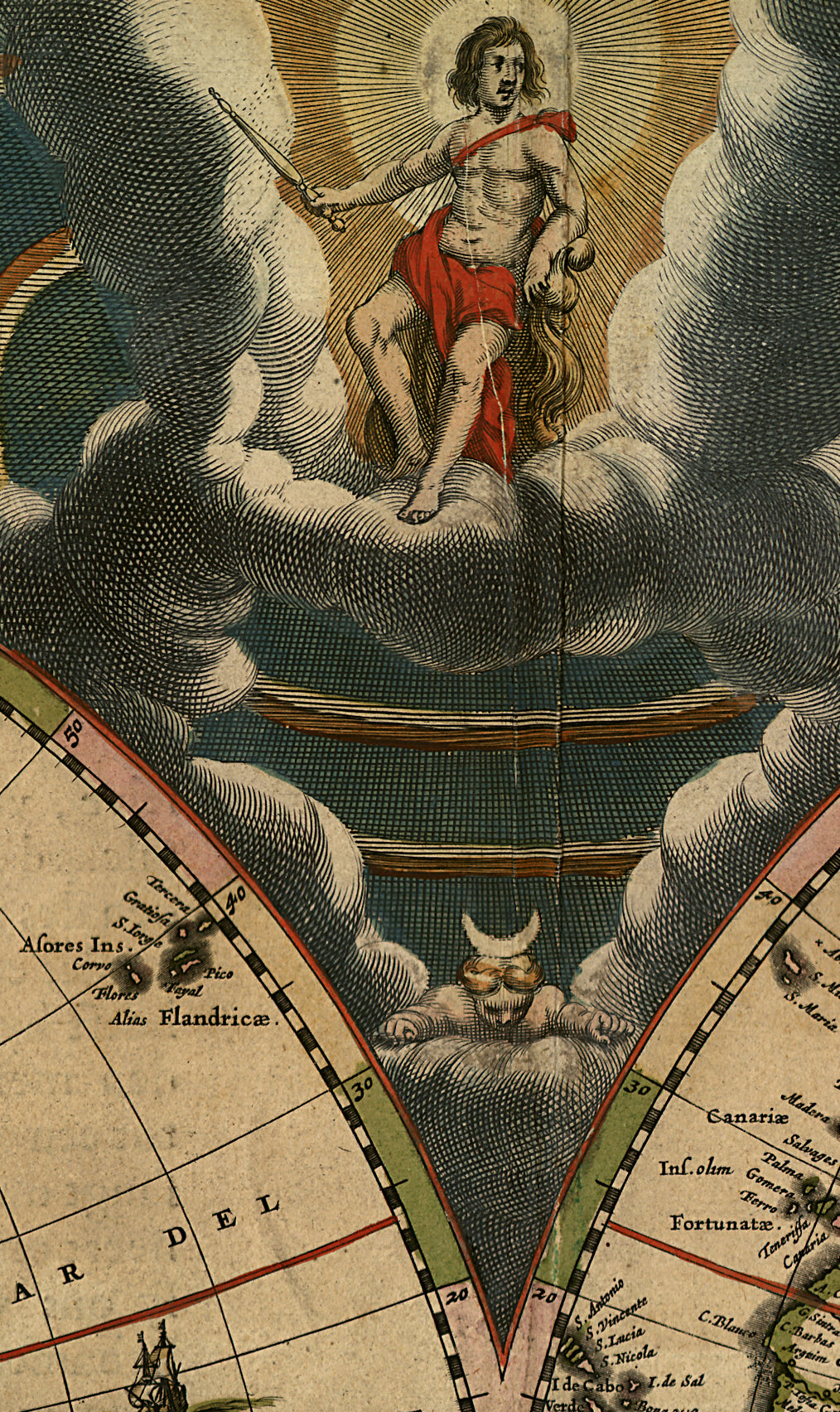 “A New Map of the World – Antique 1600s Double Hemisphere Reproduction Wall Art Print (Kepler Style, Latin writing)
