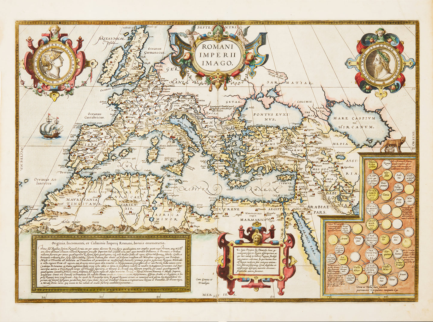 Roman Empire Map - (16th Century) Vintage Style Reproduction Romani Imperii Imago Map Print Antique Poster