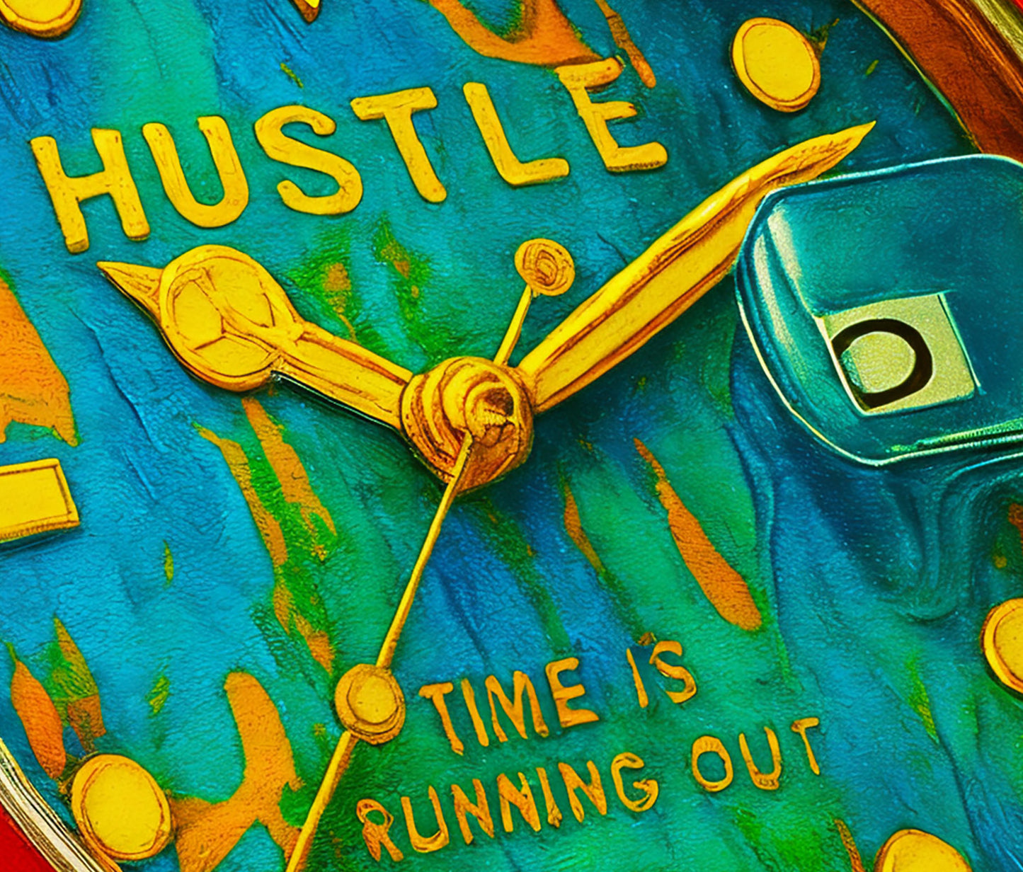 Time Is Running Out Melting Watch Poster – Hustle & Motivation Surreal Wall Art for Office, Home, or Gym