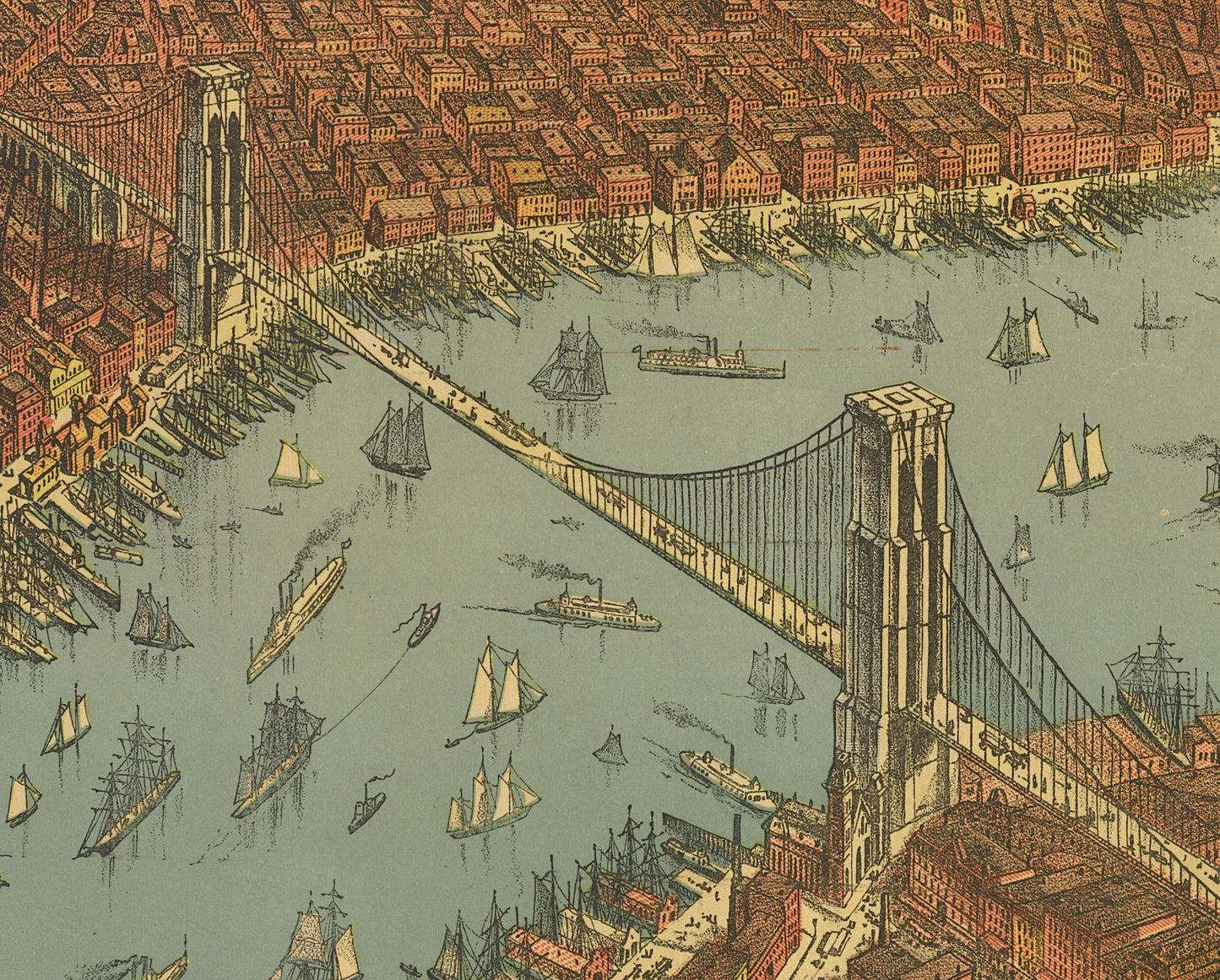 New York City Map (1879) – Vintage Manhattan Bird’s-Eye View Reproduction Wall Art Print (Historic Cartography)