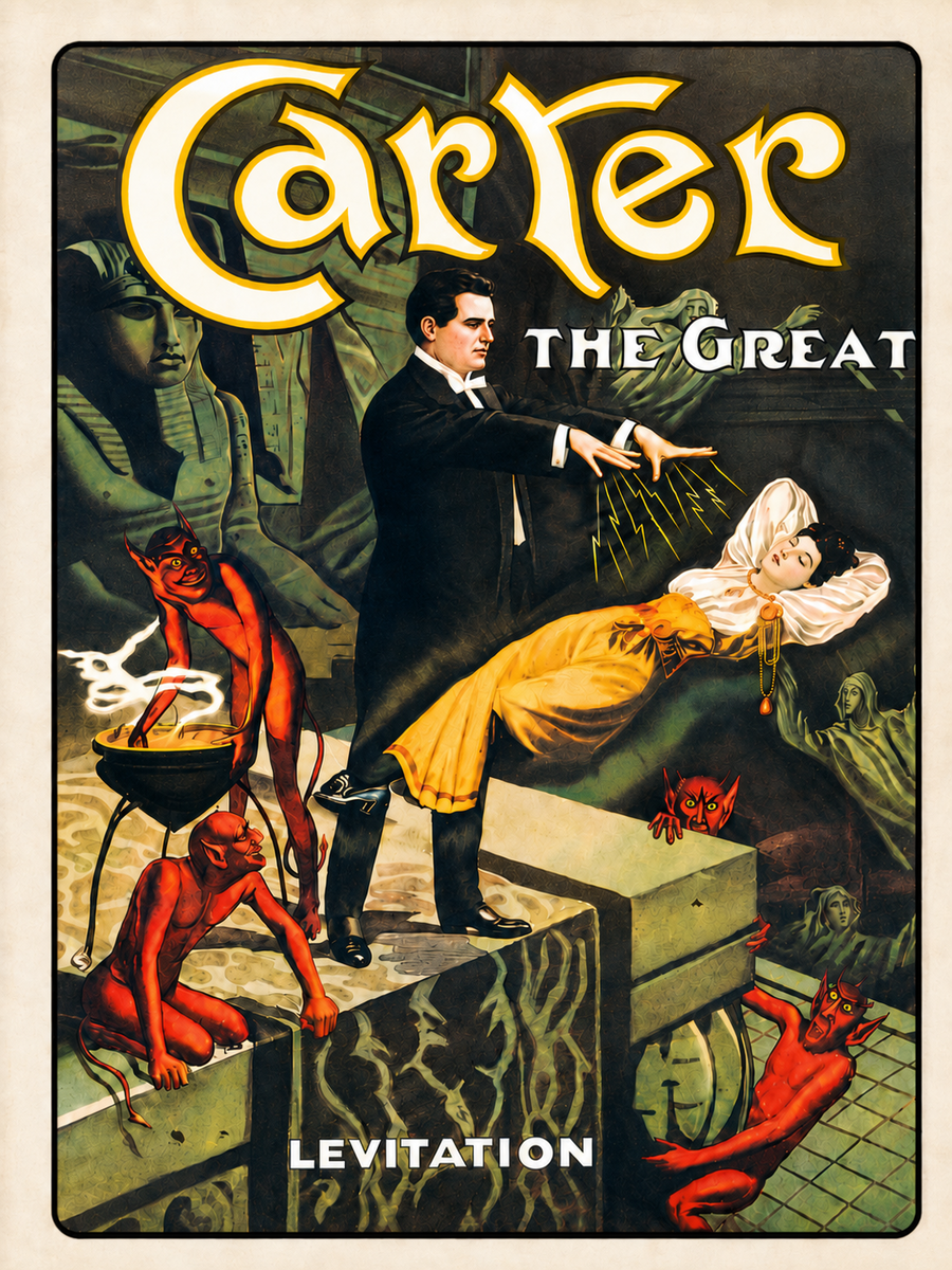 Carter the Great Levitation – Vintage Magician Illusion Poster Print