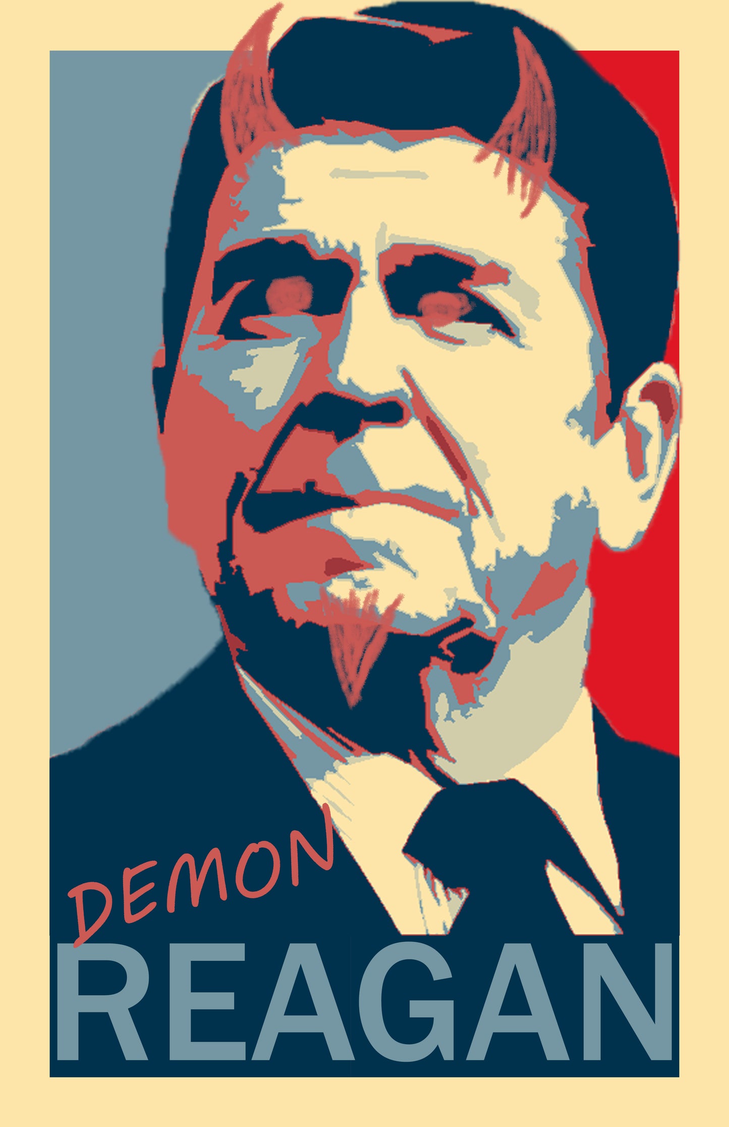 President Ronald Reagan The Demon Political Satire Hope Inspired Style Fight Poster 11x17 Liberal Republican