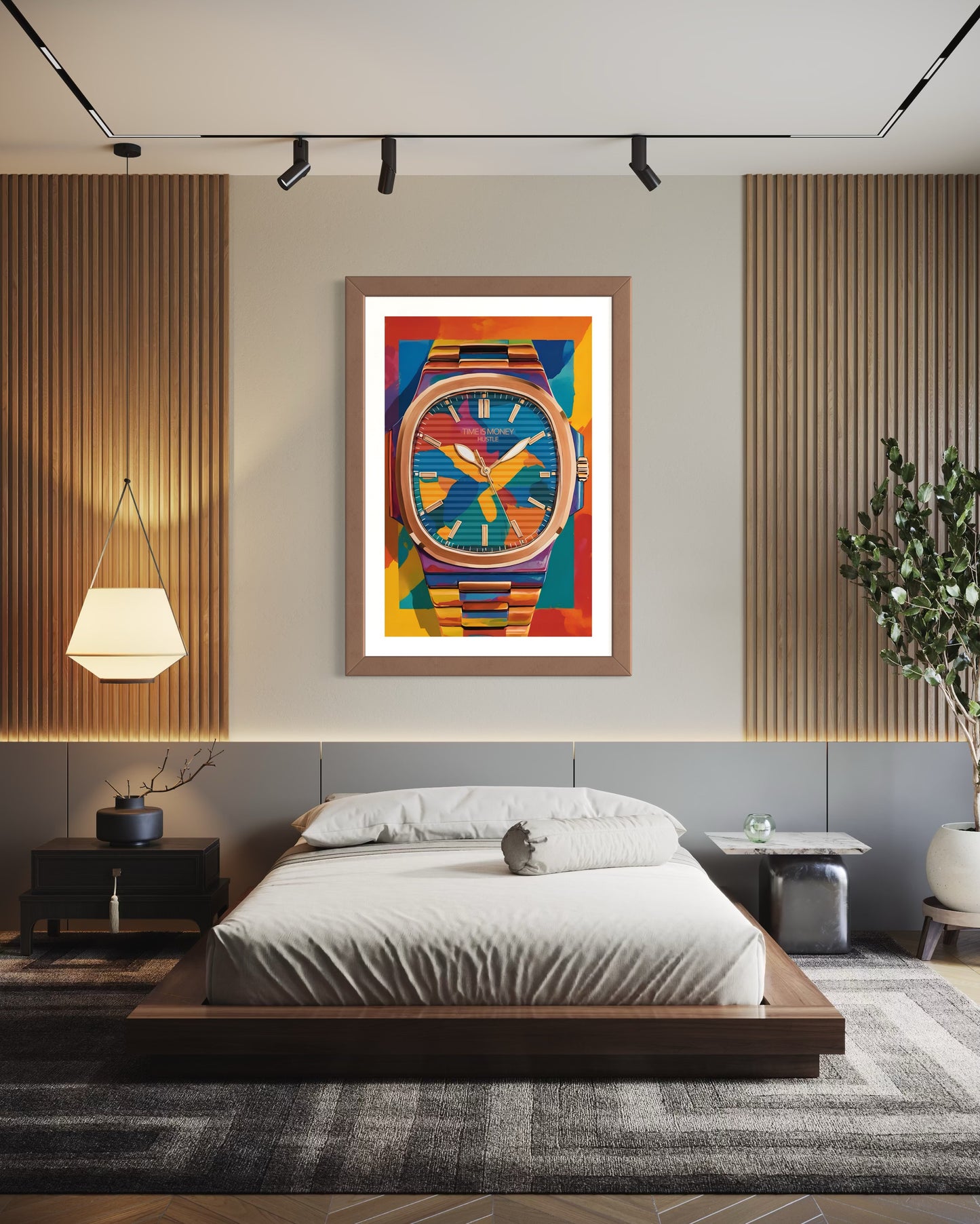 Time Is Money Luxury Watch Poster – Hustle & Success Motivational Wall Art for Office Home or Gym