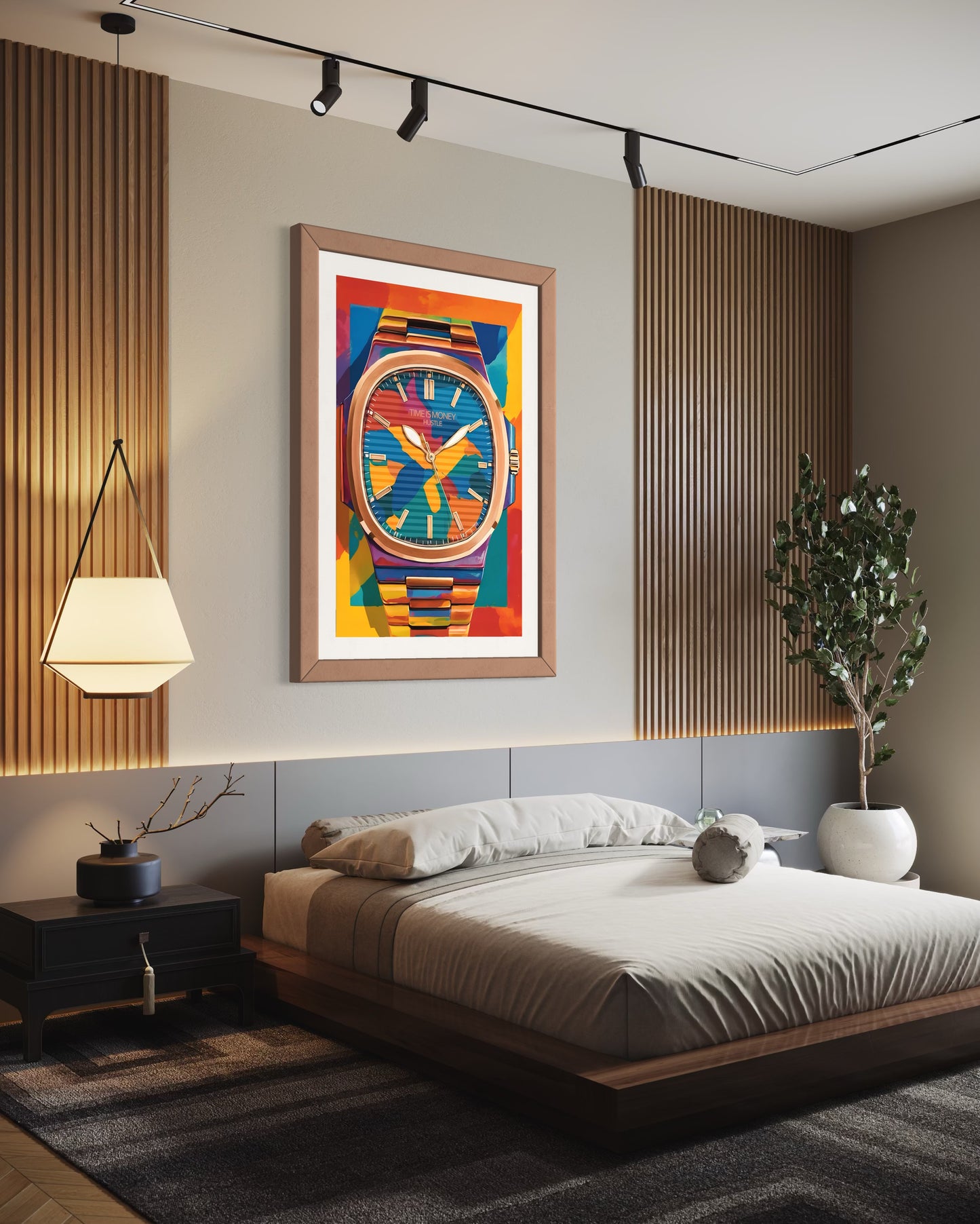 Time Is Money Luxury Watch Poster – Hustle & Success Motivational Wall Art for Office Home or Gym