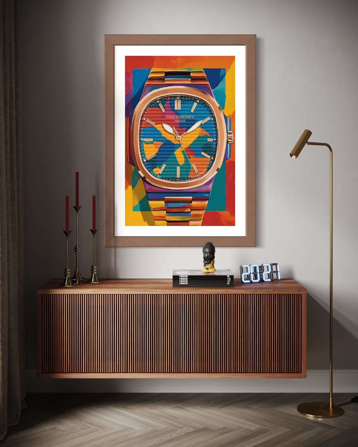 Time Is Money Luxury Watch Poster – Hustle & Success Motivational Wall Art for Office Home or Gym