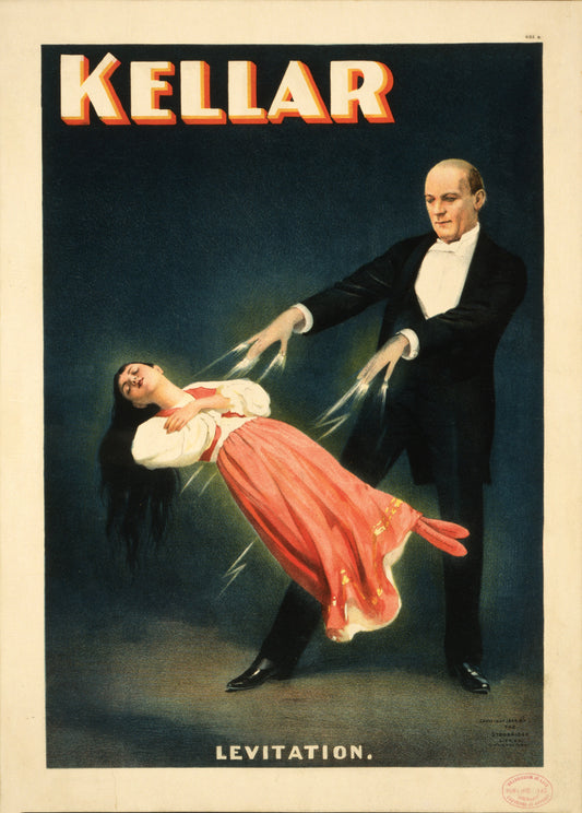 Harry Kellar Levitation Magician Poster – Vintage 1890s Magic Show Illusion Reproduction Print”