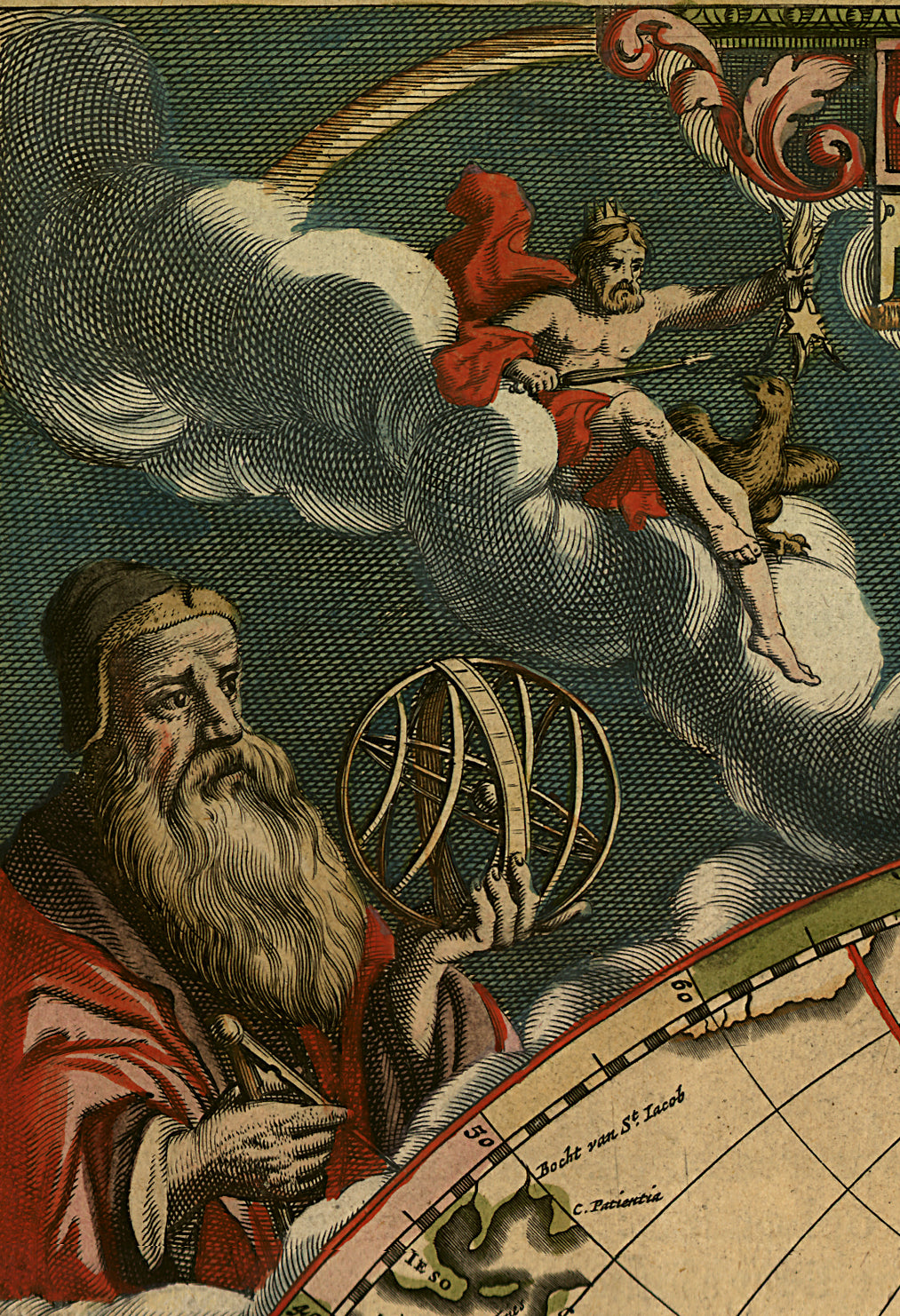 “A New Map of the World – Antique 1600s Double Hemisphere Reproduction Wall Art Print (Kepler Style, Latin writing)