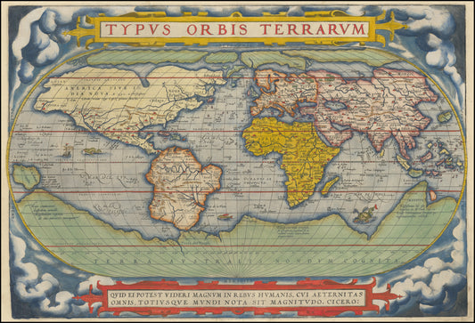 1570 Theater of the World Map Reproduction, First Atlas Theatrum Orbis Terrarum Vintage Wall Art