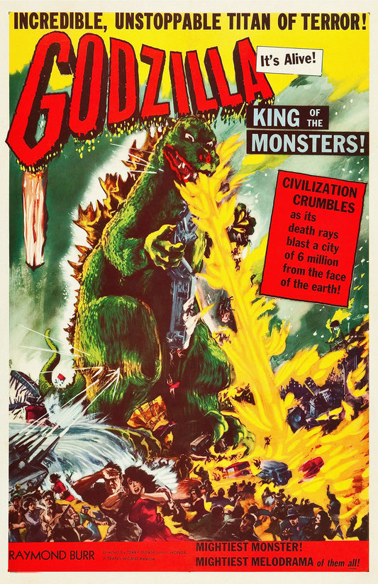 Godzilla, King of the Monsters! (1956) Movie Poster – Classic Retro Sci-Fi Horror Film Reproduction Art Print