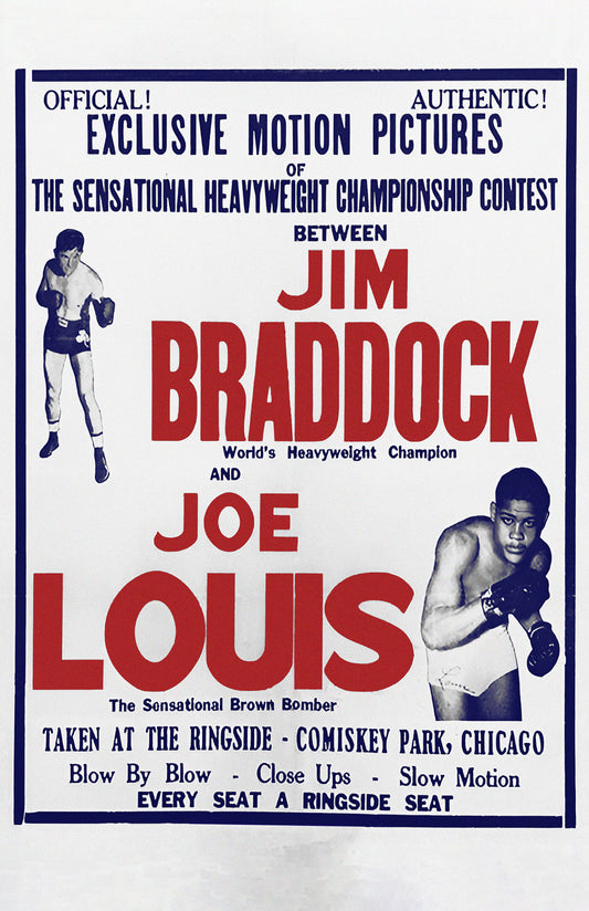 Joe Louis vs. Jim Braddock 1937 Boxing Poster Reproduction – Heavyweight Championship Fight Print
