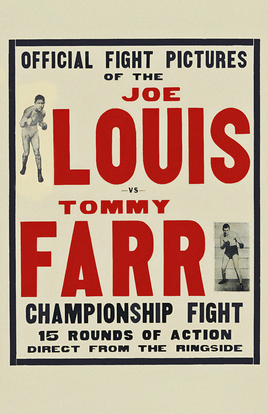 Joe Louis vs. Tommy Farr 1937 Boxing Poster Reproduction – Heavyweight Championship Fight Print