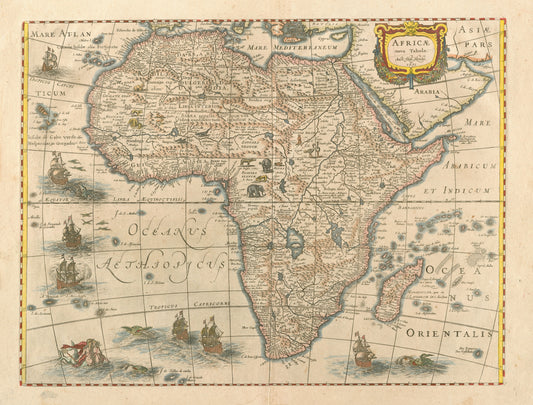 1631 Map of Africa the Africae Nova Tabula - Hondius II Decorative Map Reproduction, Vintage Print