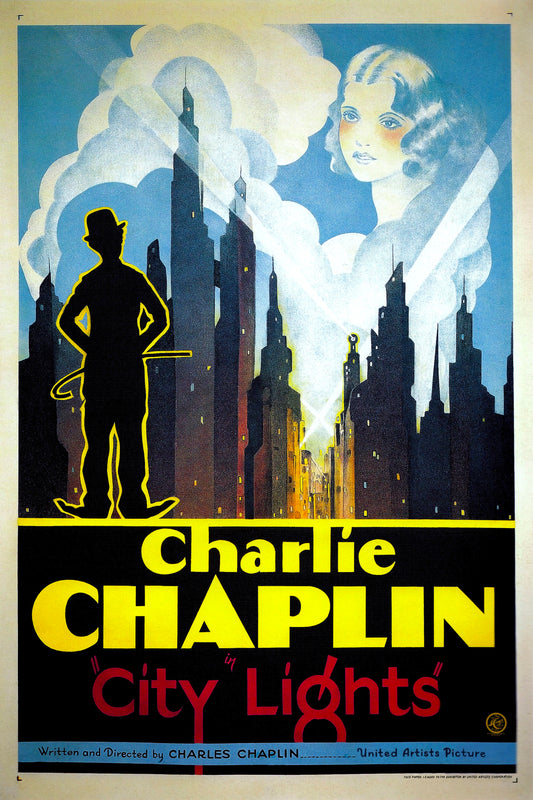 City Lights (1931) Movie Poster – Classic Vintage Romantic Comedy Film Reproduction Art Print Starring Charlie Chaplin