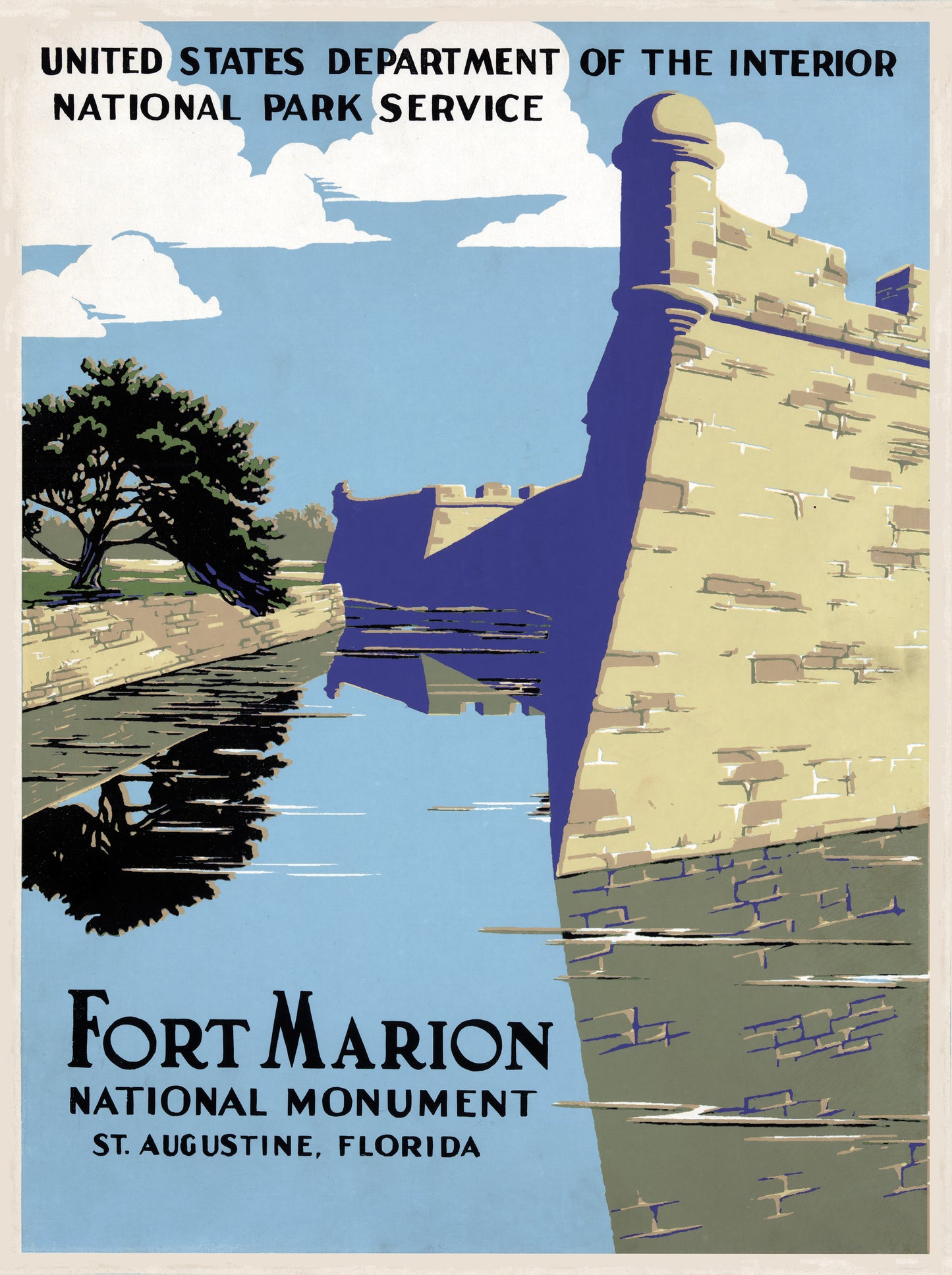 Fort Marion National Monument WPA Poster – Vintage Style 1930s National Park Art Print (Reproduction)
