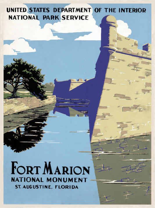 Fort Marion National Monument WPA Poster – Vintage Style 1930s National Park Art Print (Reproduction)