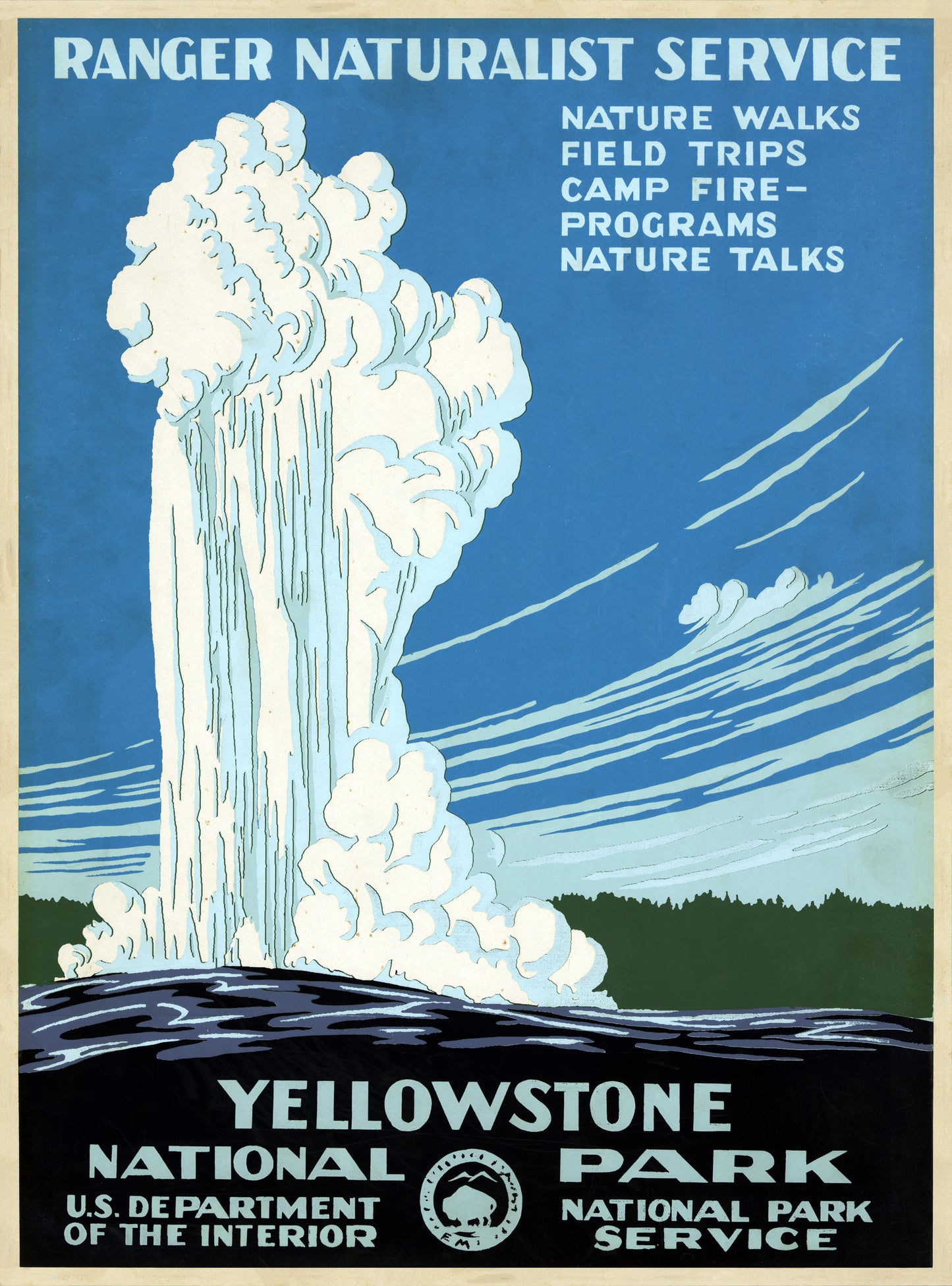Yellowstone National Park WPA Poster – Vintage Style 1930s National Park Art Print (Reproduction)