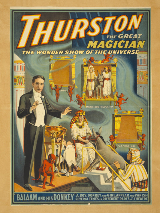 Thurston the Great Magician Vintage Poster – The Wonder Show of the Universe | 1910s Magic Show Reproduction Print