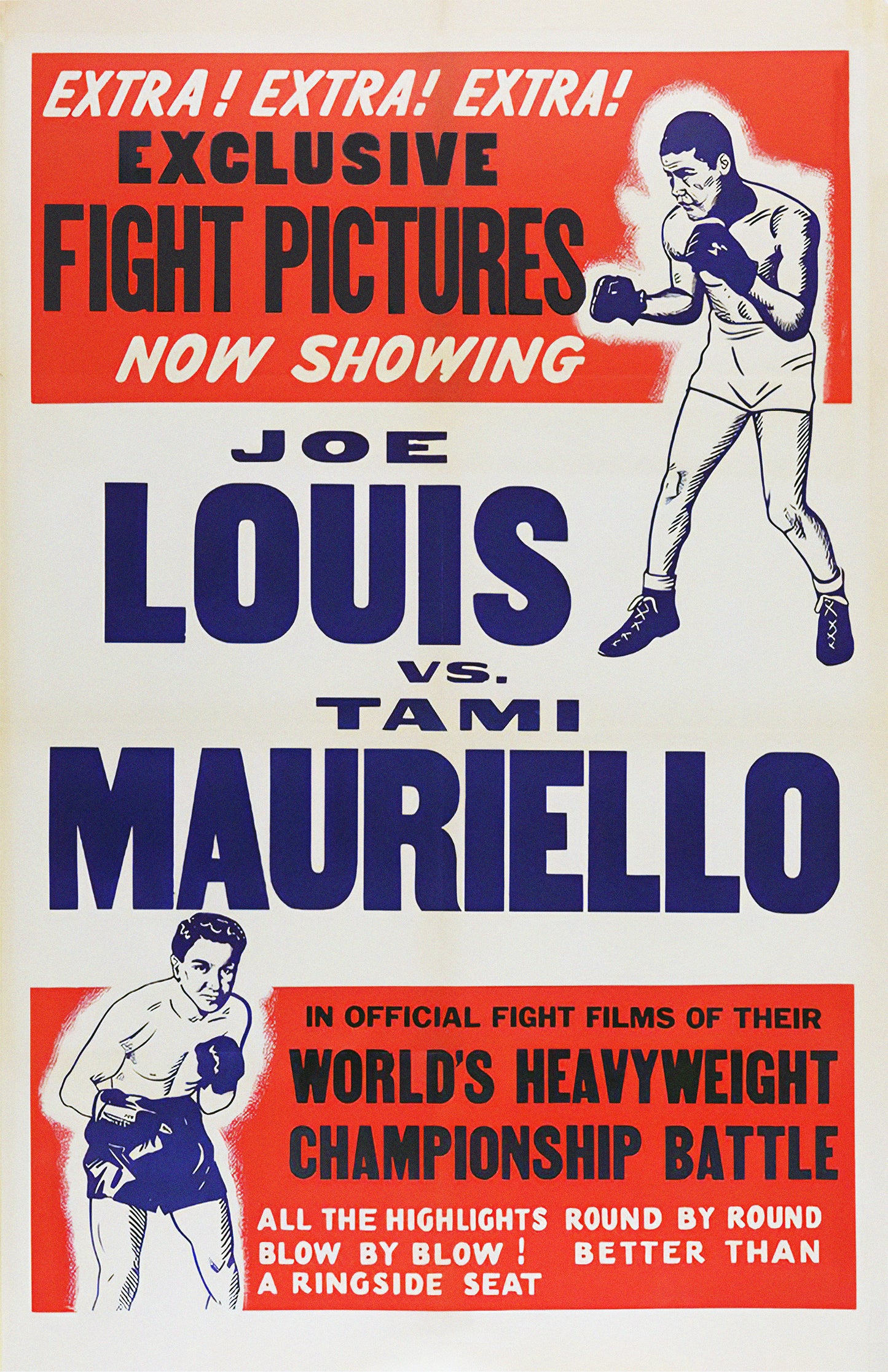 Joe Louis vs. Tami Mauriello 1946 Boxing Poster Reproduction – Heavyweight Championship Fight Print