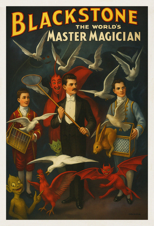 Harry Blackstone The World’s Master Magician – Vintage Magic Poster Reproduction | Illusion Art & Classic Magician Print