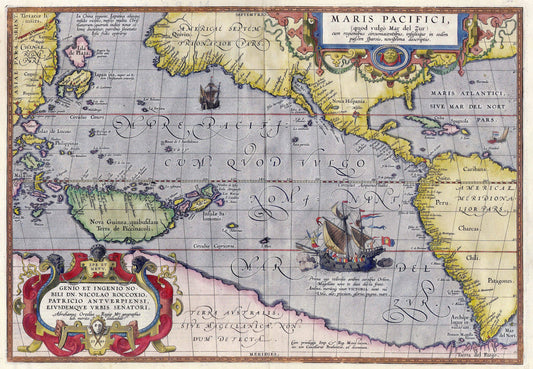 Maris Pacifici Map (1589) – Vintage Illustrated Map of the Pacific Ocean by Abraham Ortelius Reproduction Wall Art Print (Historic Cartography)
