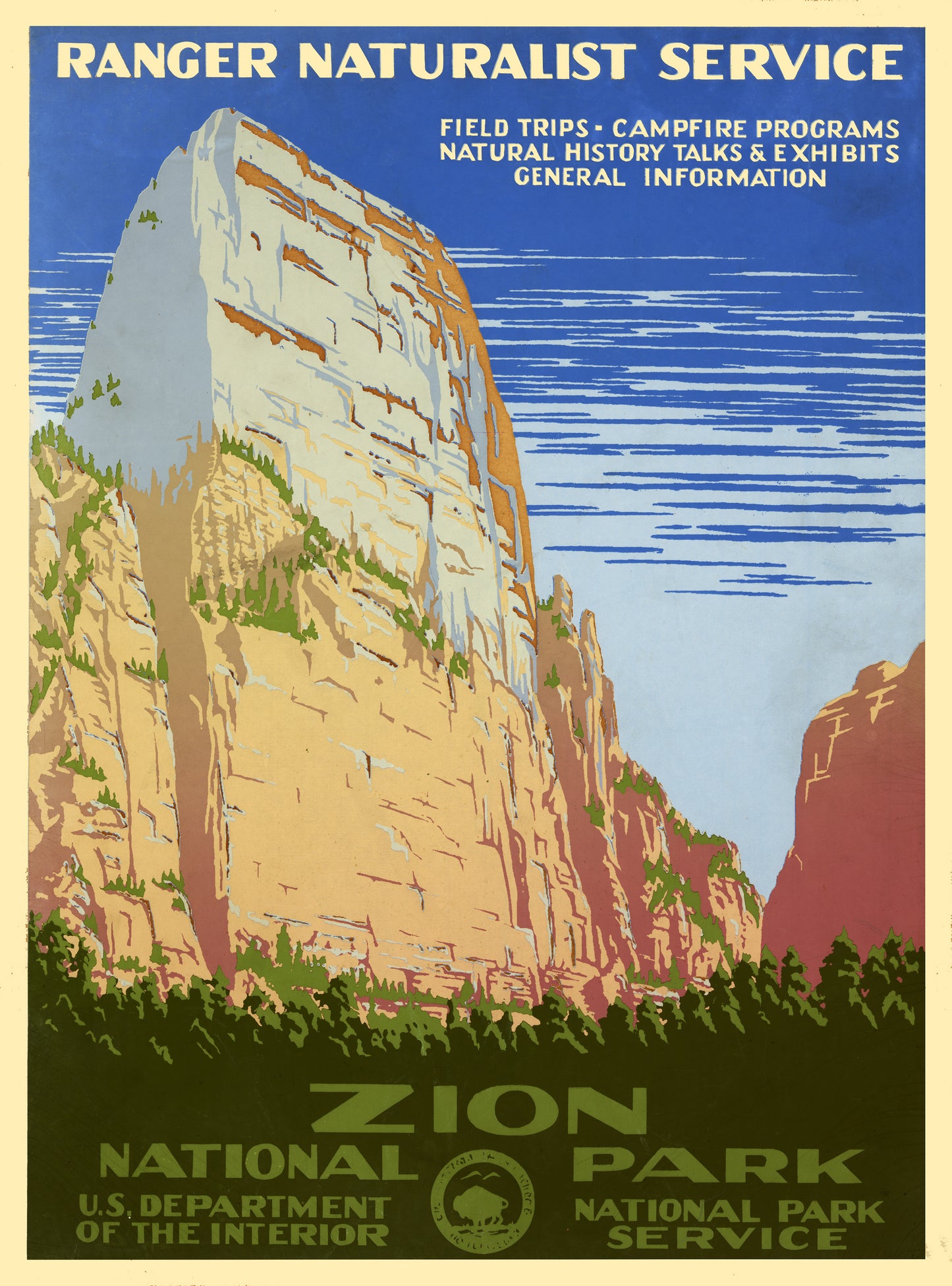 Zion National Park WPA Poster – Vintage Style 1930s National Park Art Print (Reproduction)