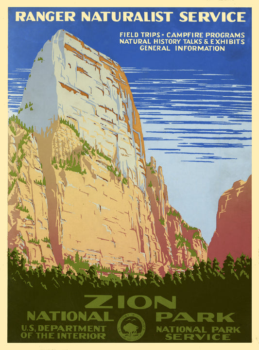 Zion National Park WPA Poster – Vintage Style 1930s National Park Art Print (Reproduction)
