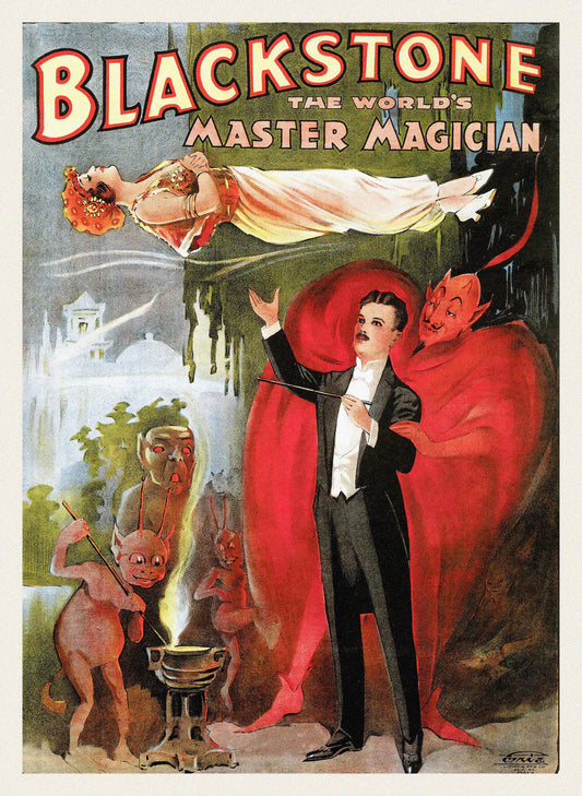 Harry Blackstone The World’s Master Magician – Vintage Magic Poster Reproduction | Classic Illusionist Wall Art, Vintage Magician Print