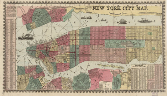 New York City Map (1867) – Vintage Manhattan and Brooklyn Map Reproduction Wall Art Print | Historic NYC Map Poster | Antique City Map Home & Office Décor