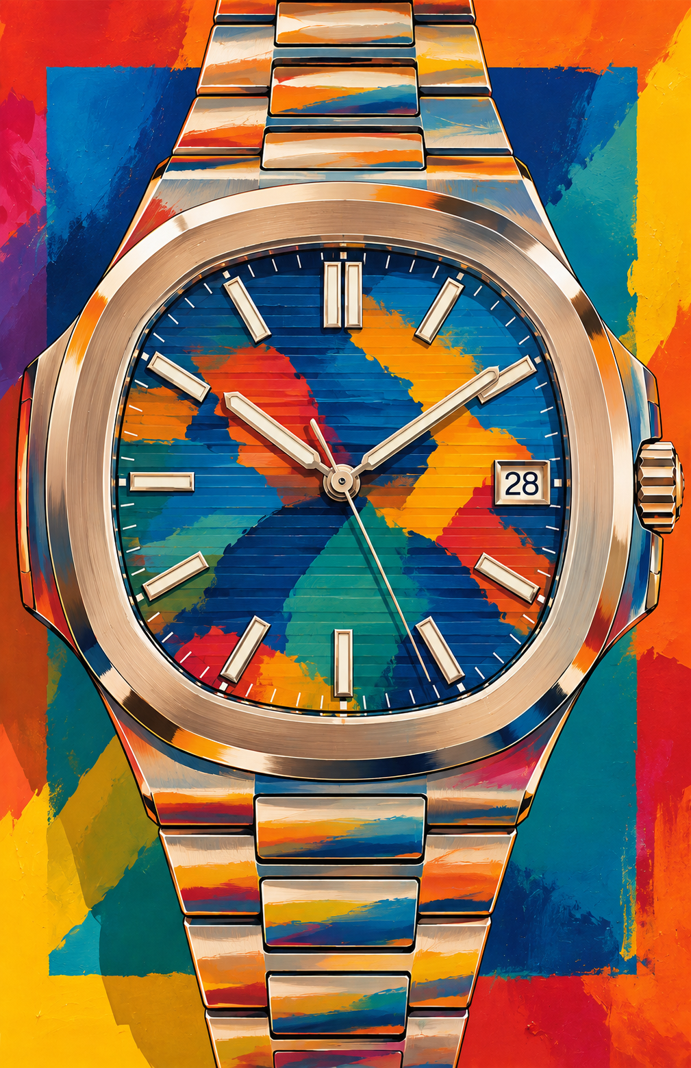 No. 6 integrated bracelet sports watch colorful wristwatch-inspired art poster