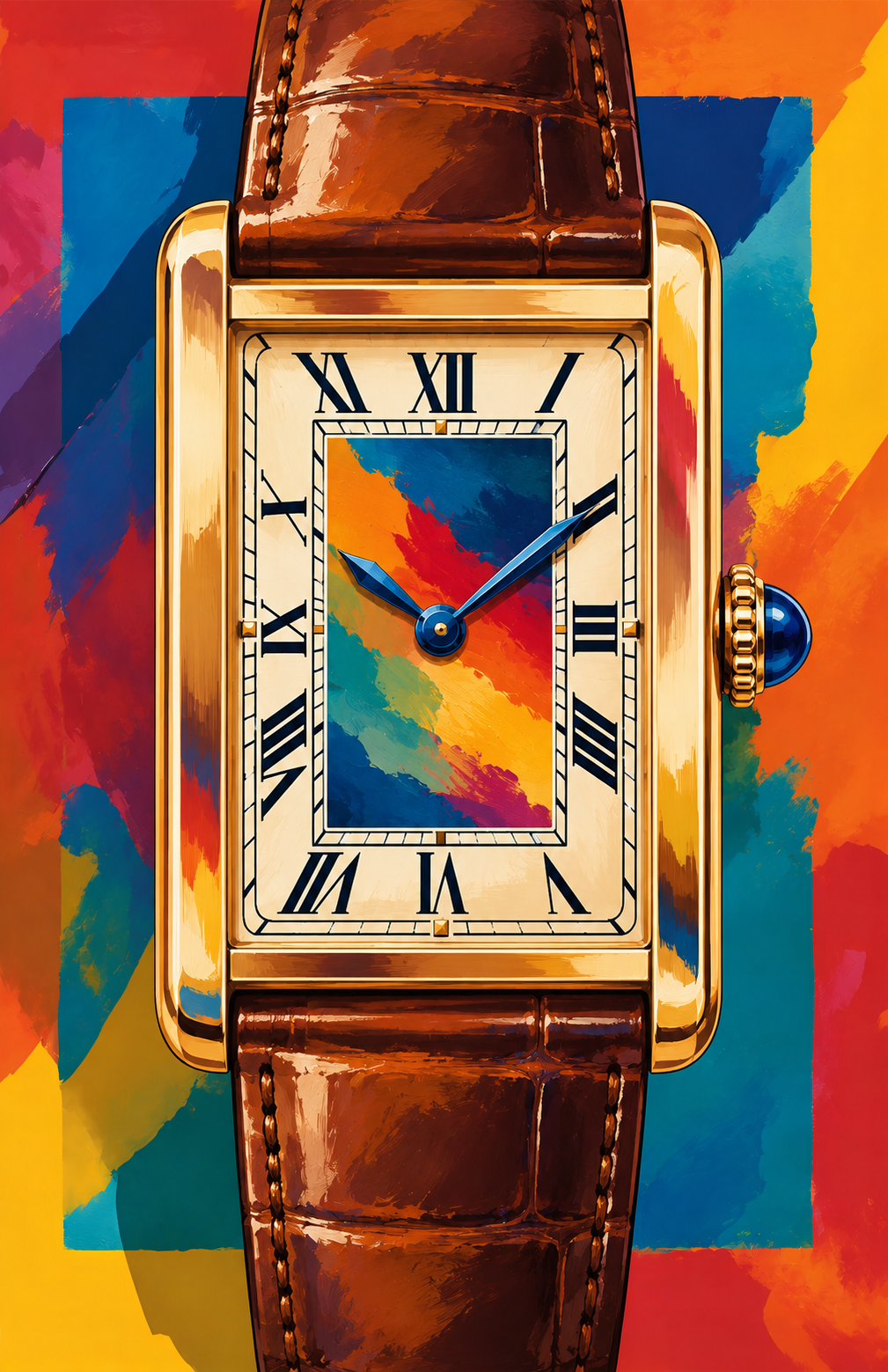 No. 8 rectangular dress watch colorful wristwatch-inspired art poster