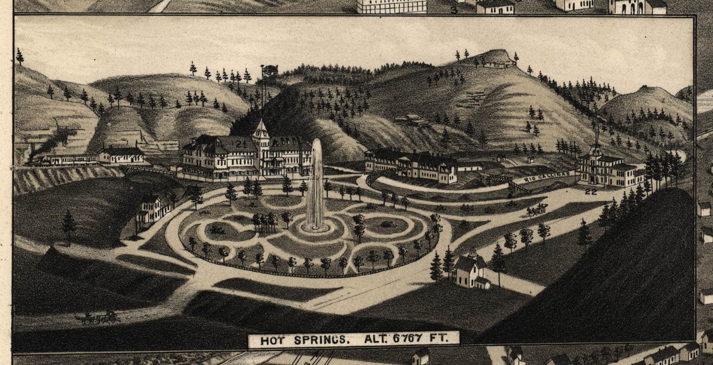 Las Vegas, New Mexico Map (1882) – Vintage Birds Eye View Illustrated City Map Reproduction Wall Art Print (Historic Cartography)