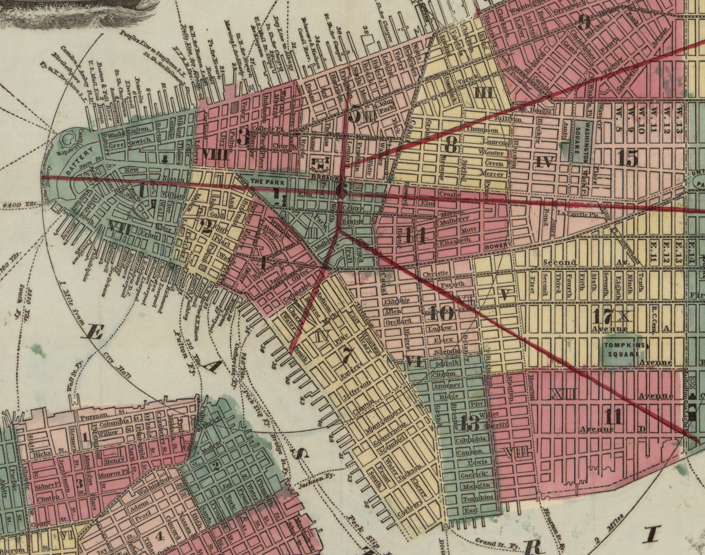 New York City Map (1867) – Vintage Manhattan and Brooklyn Map Reproduction Wall Art Print | Historic NYC Map Poster | Antique City Map Home & Office Décor