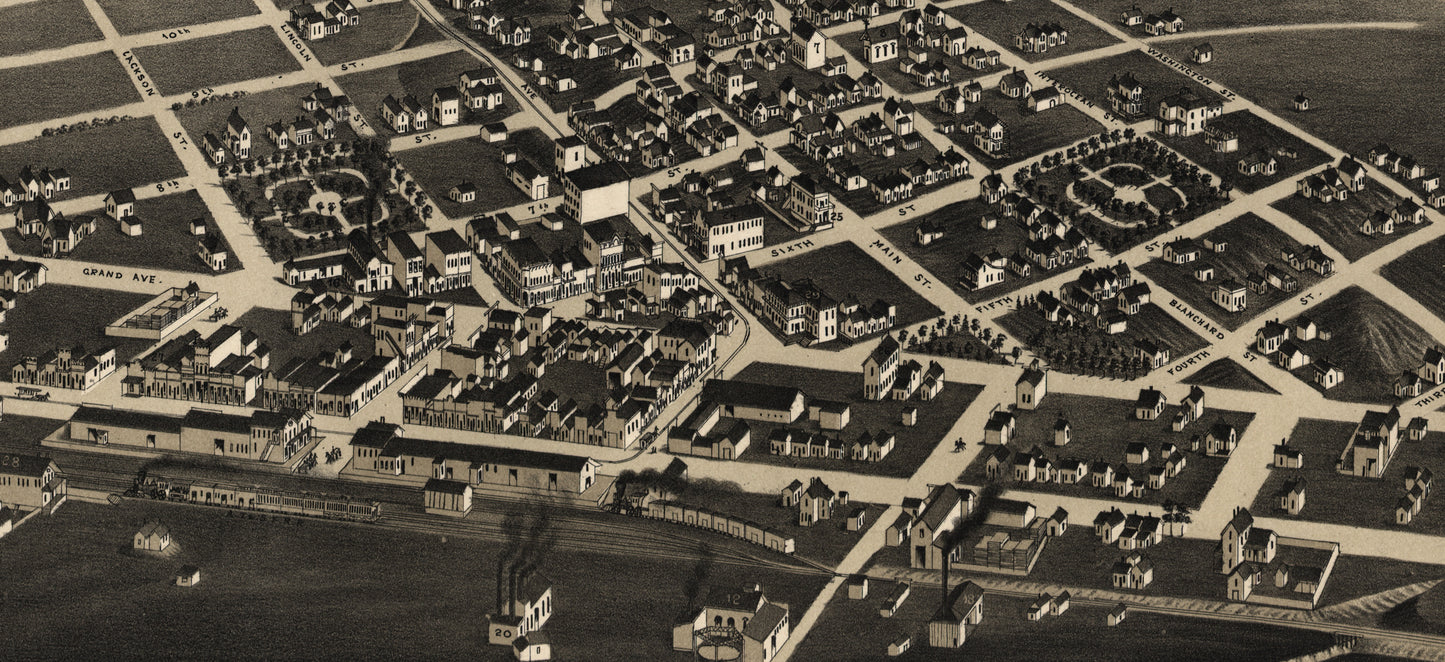 Las Vegas, New Mexico Map (1882) – Vintage Birds Eye View Illustrated City Map Reproduction Wall Art Print (Historic Cartography)