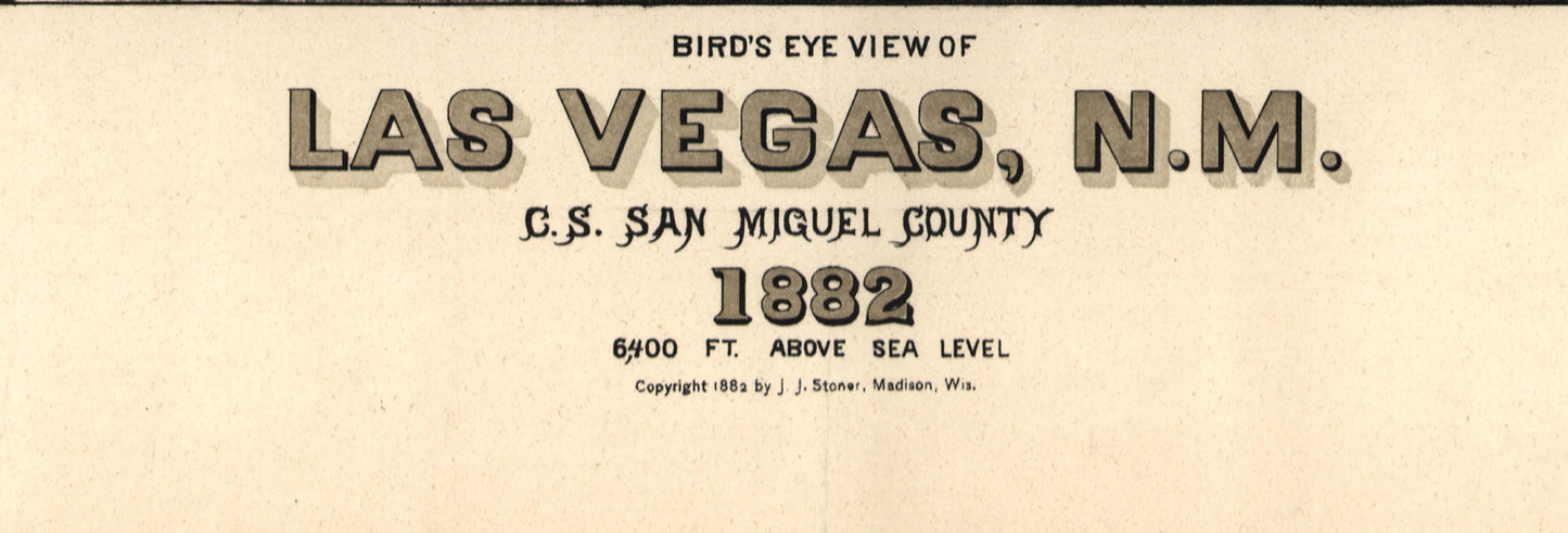 Las Vegas, New Mexico Map (1882) – Vintage Birds Eye View Illustrated City Map Reproduction Wall Art Print (Historic Cartography)