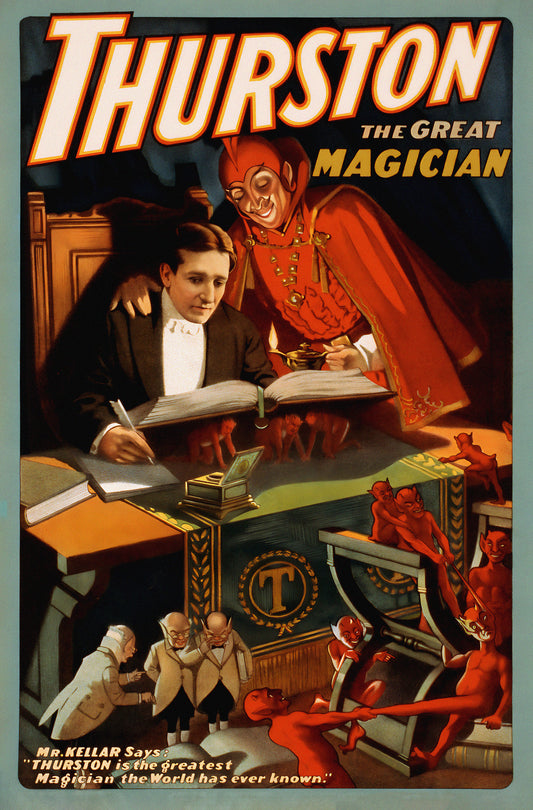 Thurston the Great Magician Poster – Vintage 1910s Magic Show Illusion Art Reproduction Print