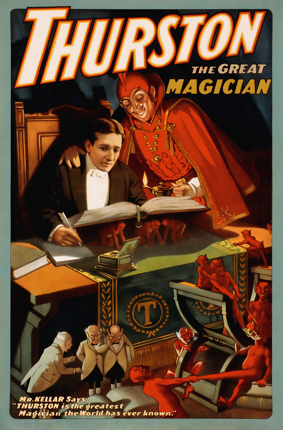 Thurston the Great Magician Poster – Vintage 1910s Magic Show Illusion Art Reproduction Print