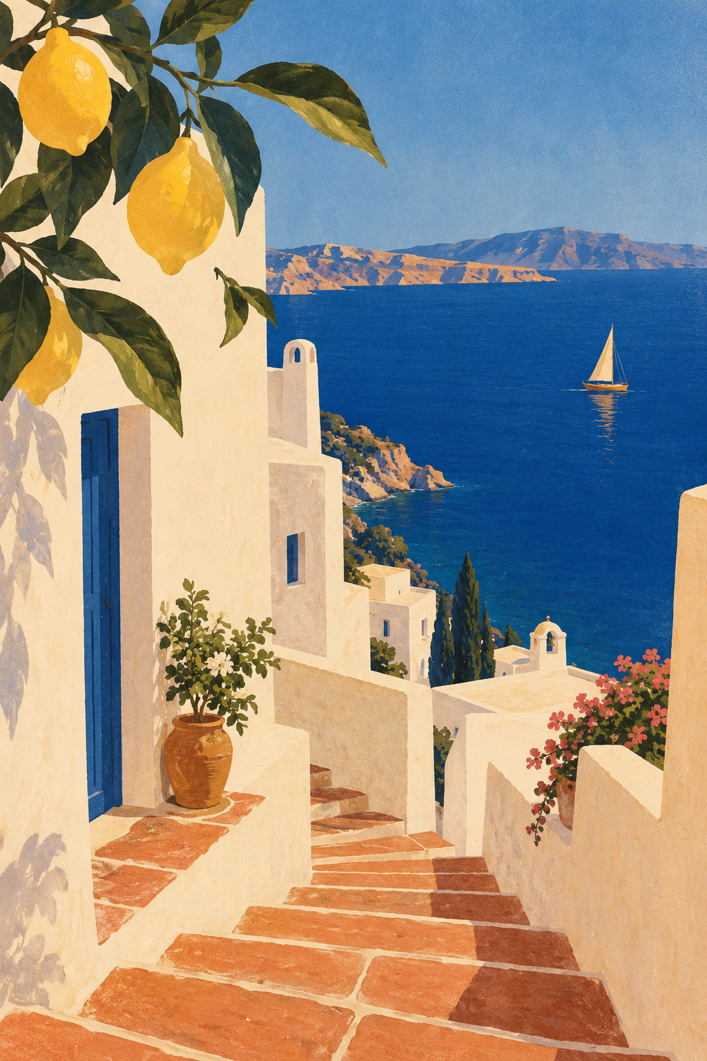 Lemon Stairway — physical art print, frame not included